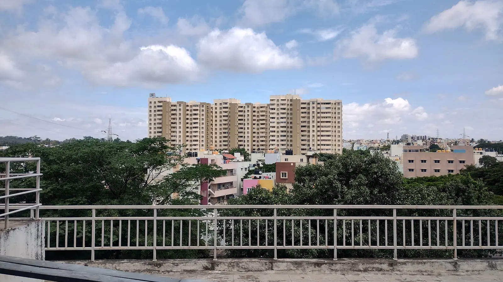 New apartment buildings in Bengaluru photographed from street level