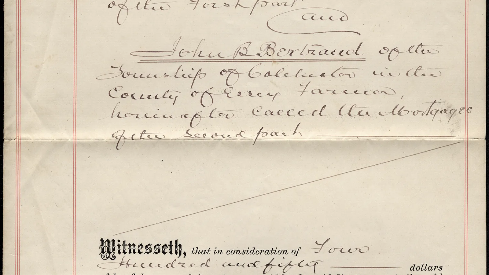 An old handwritten property deed beginning with the words This Indenture